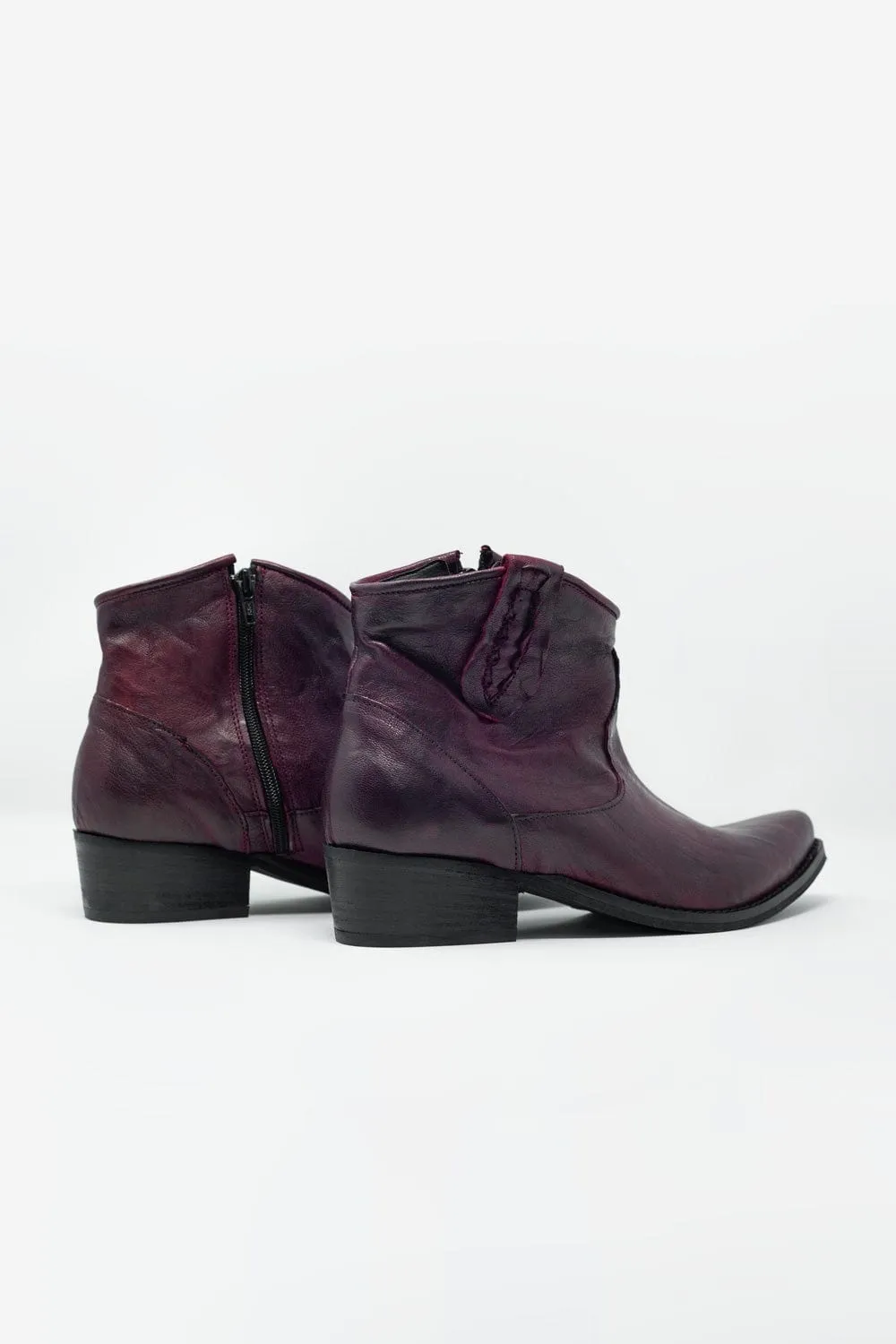 Western Sock Boots In Maroon With Detail On The Side