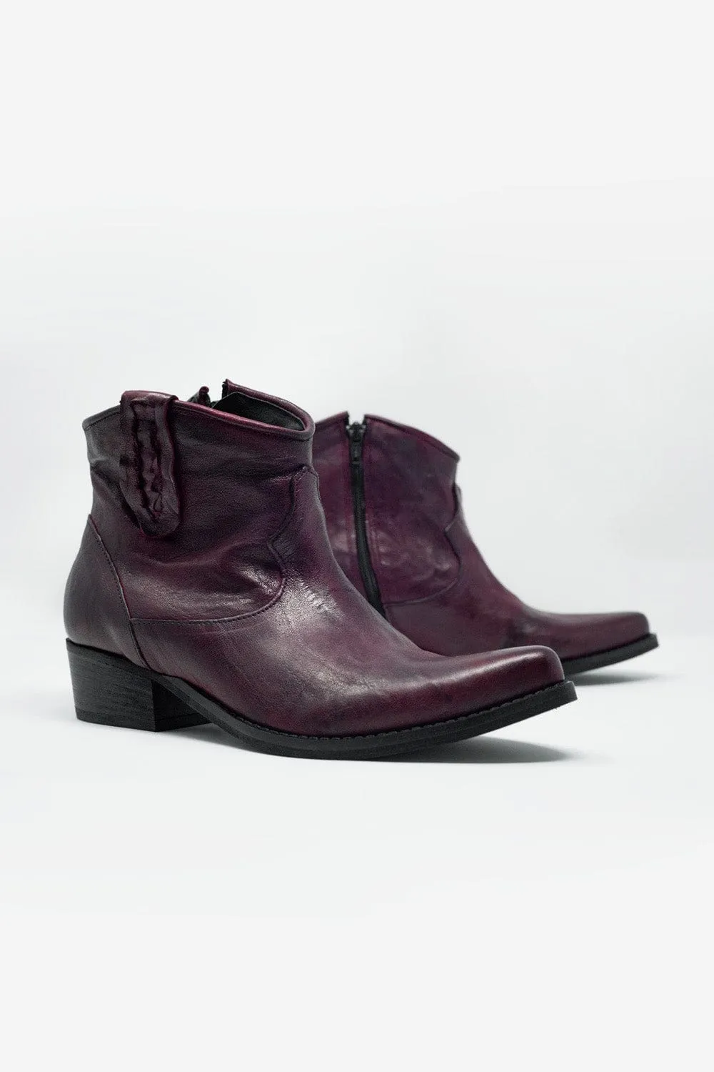 Western Sock Boots In Maroon With Detail On The Side