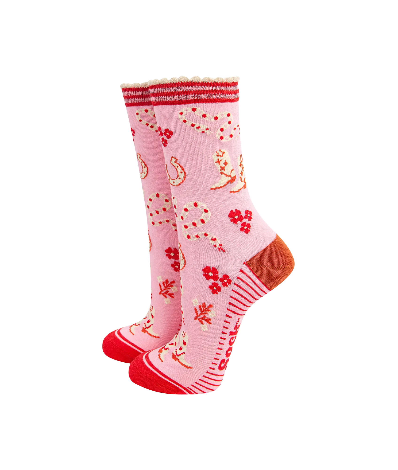 Women's Bamboo Socks Western - Pink
