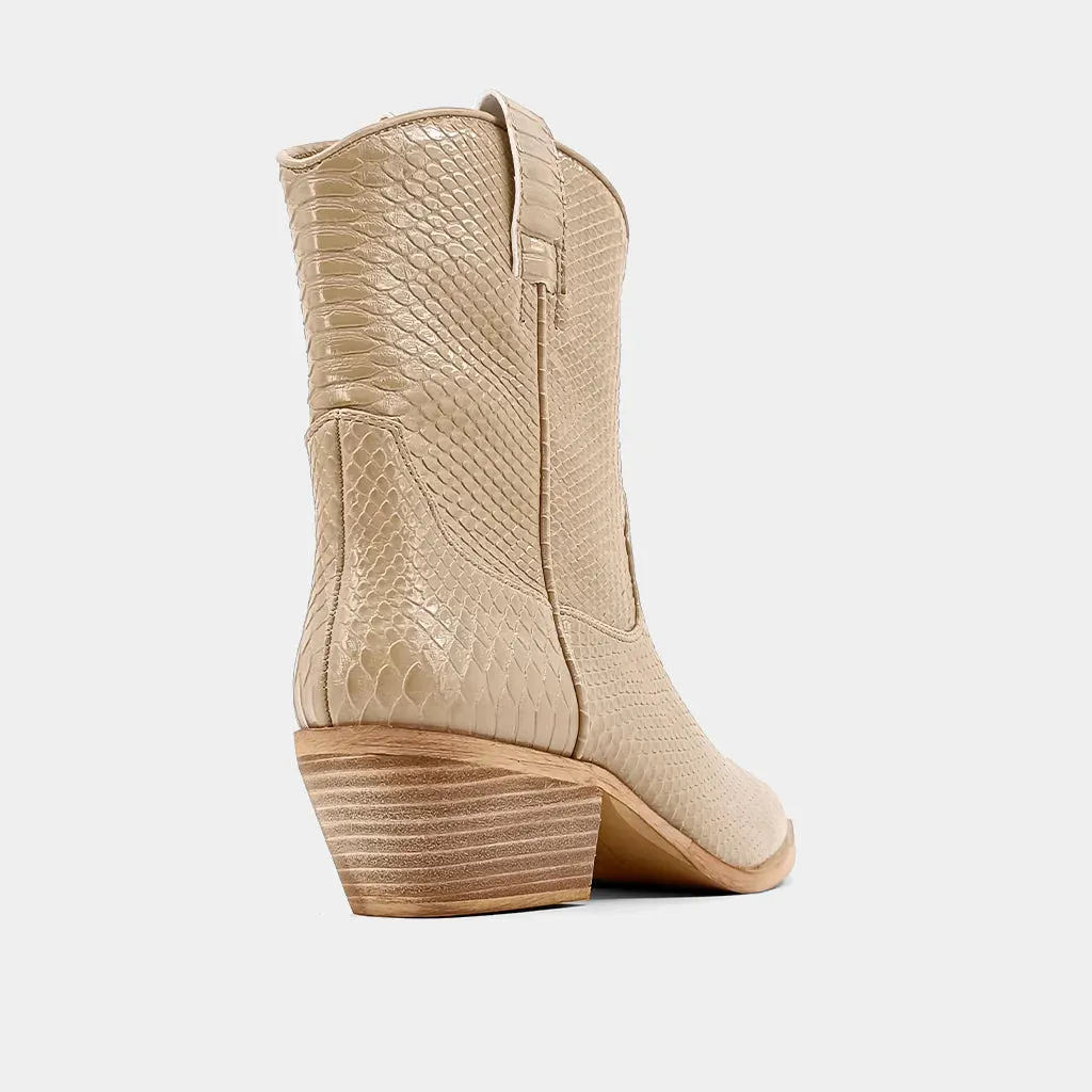 ZouZou Cowboy Boots- Taupe Snake